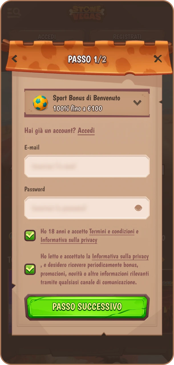 Accetta i termini e vivi emozioni su Stonevegas.