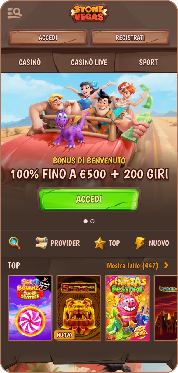 Apri l’app e scopri bonus esclusivi su Stonevegas.