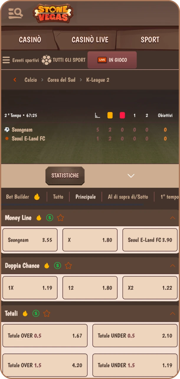 Seleziona il mercato e vinci con Stonevegas.