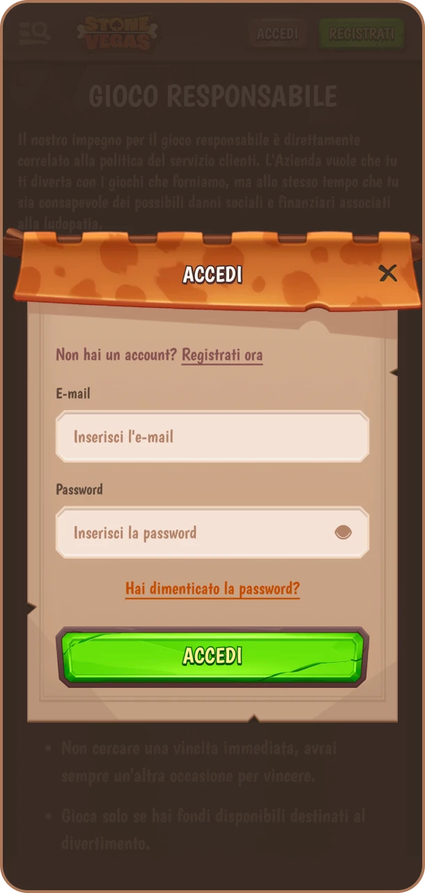 Accedi e deposita per vincere su Stonevegas.