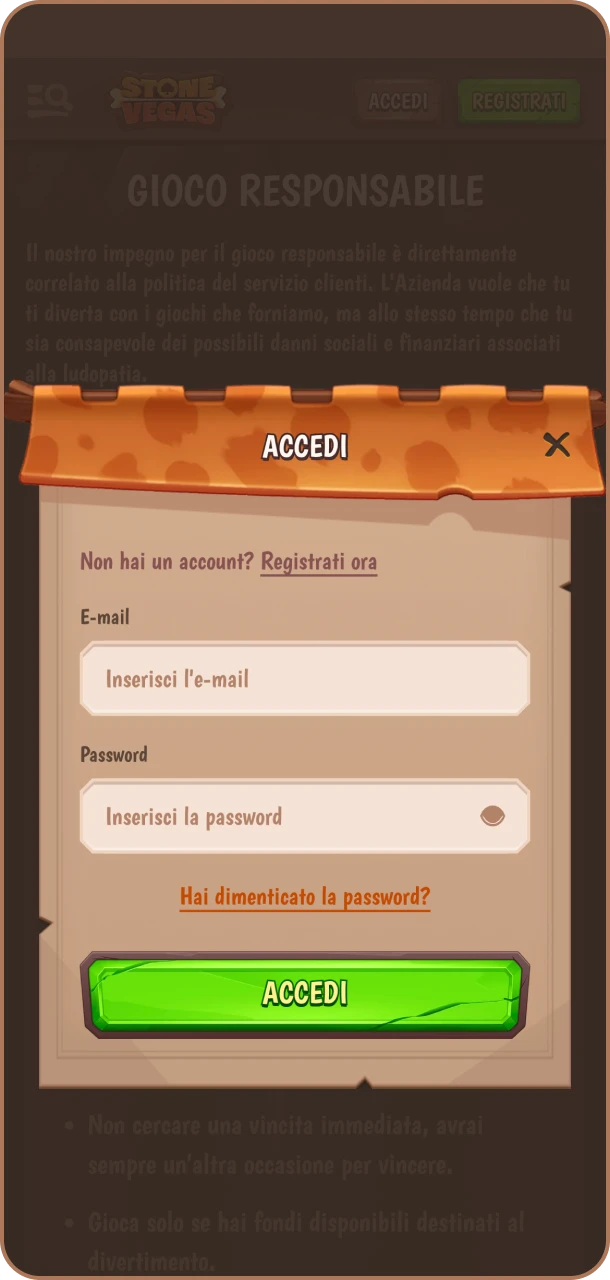 Inserisci i tuoi dati e vinci su Stonevegas.