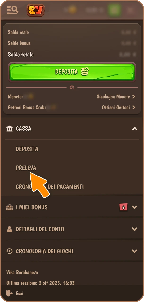 Accedi e preleva le tue vincite su Stonevegas.