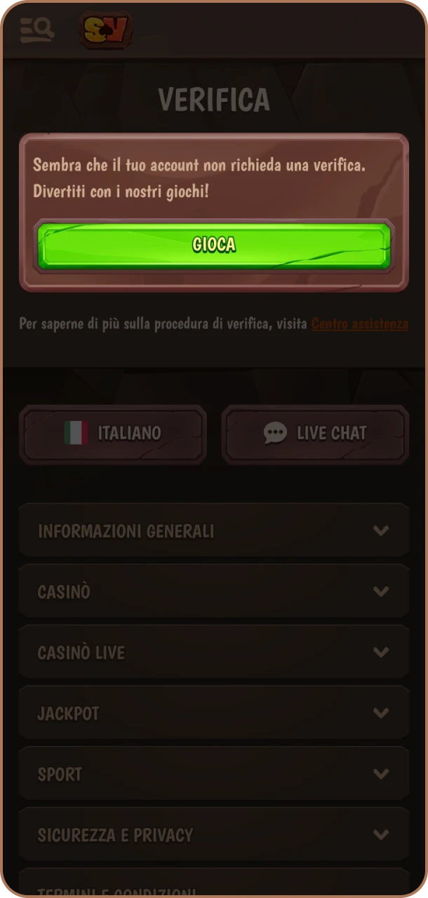 Verifica i dati e preleva sicuro su Stonevegas.