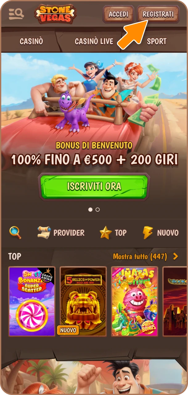 Apri l’app e inizia l’avventura su Stonevegas.
