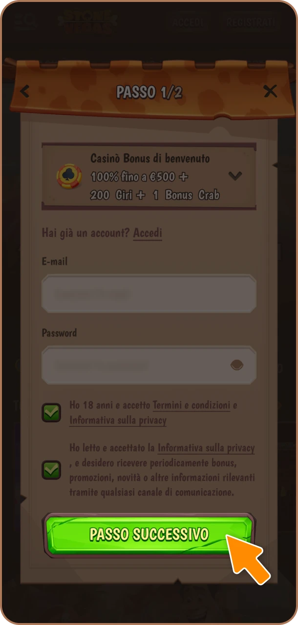 Dai il consenso e inizia a vincere su Stonevegas.